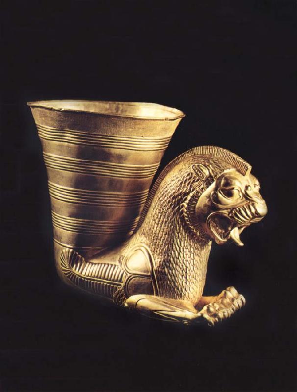 unknow artist Rhyton in the form of a lion-griffin oil painting picture